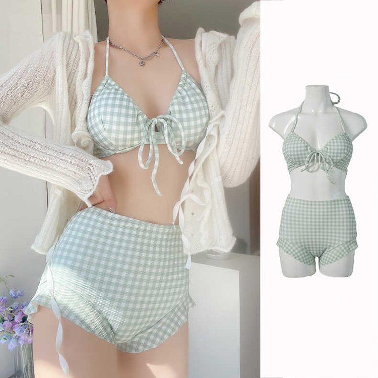 新品同様☆imanja☆ライトグリーン×ブラウン ペイズリー柄ビキニ 最終値下 ペイズリー柄レース ブラジャー・ショーツセット 通販【ニッセン】