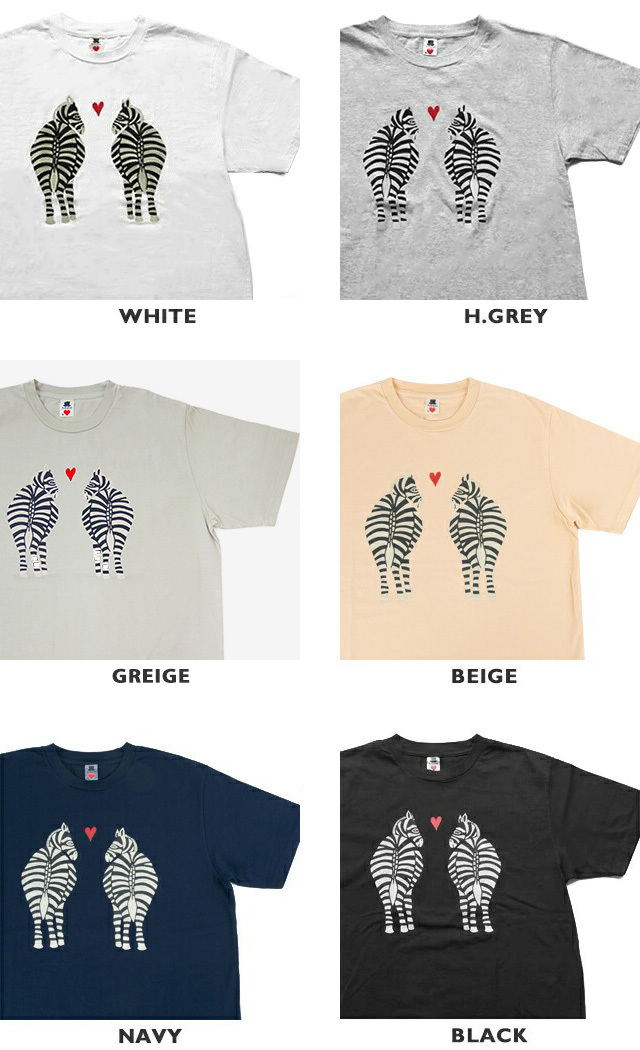 LOVE ZEBRA PRINT LOOSE LONG SLEEVE TEE ラブゼブラ プリント ルーズ 長袖Tシャツ BOHEMIANS ボヘミアンズ 日本製 ラブゼブラ（LOVE ZEBRA） スムースコットンルーズTシャツ（長袖