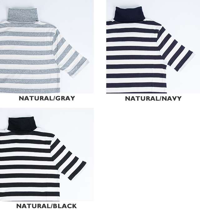 ボーダー タートル半袖 綿 コットン 秋 冬 harmonie Organic Cotton アルモニ オーガニックコットン フライスボーダー 配色・5分袖 タートルネック 82250071 ボーダー タートル半袖 綿 コットン 秋 冬 harmonie Organic