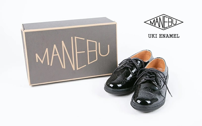 MANEBU ウィングチップ MNB-003E BLACKエナメルレザー 靴