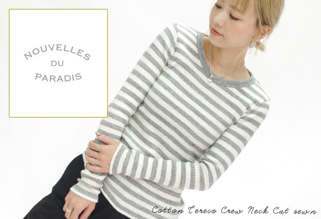[クーポンで20%OFF]ヌーベルドゥパラディ/NOUVELLES DU PARADIS ガラガラテレコクルーネックカットソー 長袖Tシャツ PC12310Ba Nouvelles du paradis nouvelles ヌーベルドゥーパラディー