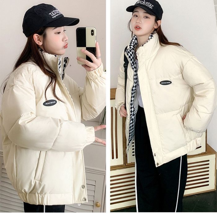 レディースダウンコットンジャケット 軽量 立ち襟 首温かい ゆったり