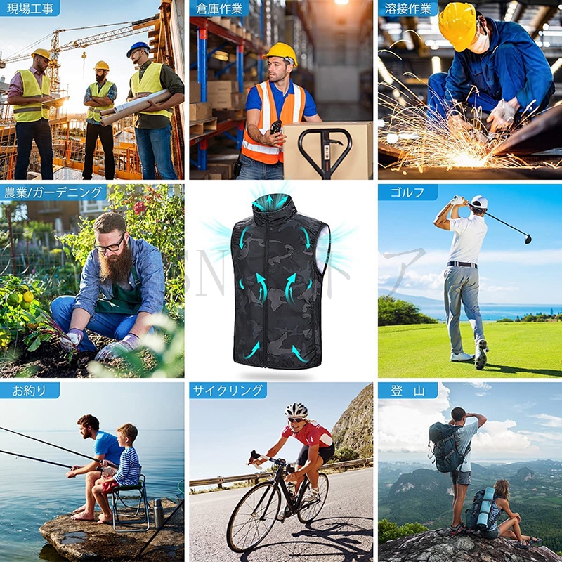 空調作業服 ファン付きベスト 3段階風量調節 ...の詳細画像2