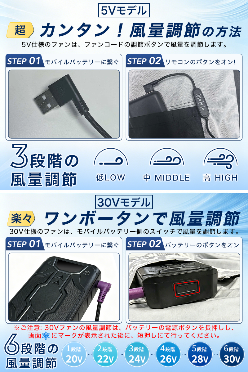 空調作業服用 ファンバッテリーセット 5V軽量...の詳細画像5