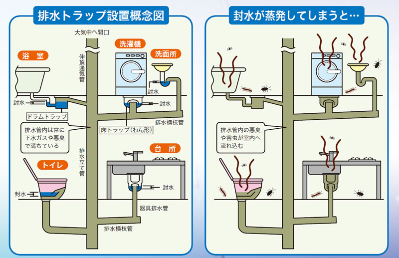 排水トラップ封水蒸発防止剤 トラップキーパー 賃貸物件の空室・別荘