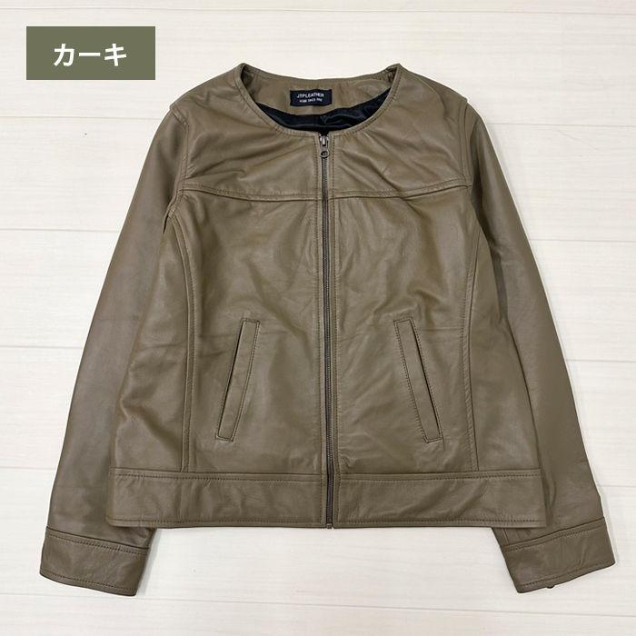 レザージャケット ノーカラー ノーカラージャケット 革ジャン レディース 本革 ラムレザー XS-4XLサイズ L1048 |  | 01