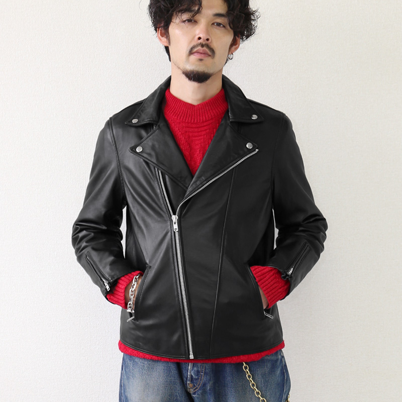 ダブルライダース レザージャケット メンズ ブラック 本革 ラムレザー 革ジャン L1080 |  | 01