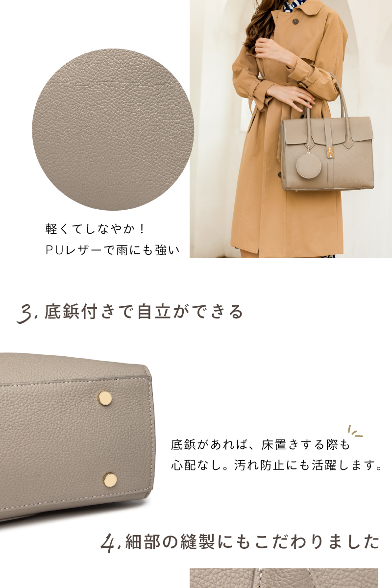 GUSCIO トートバッグ レディース PUレザー a4 ポケット多い 大