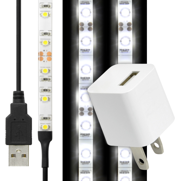 LED テープ ライト (USB AC電源付)LEDテープライト 貼レルヤ USB（昼光色 6000K/電球色 3000K）2m + USB電源アダプタ セット・カット 長さ 調節 店舗用照明｜jttonline｜02