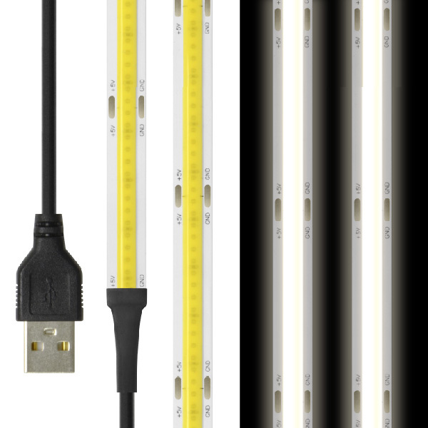 LED テープ ライト (リモコン式 USB 延長ケーブル付)(一本線) 線状の貼レルヤ USB（昼光色 6000K/電球色 3000K）50cm  + リモコン ケーブル 延長 1m セット｜jttonline｜02