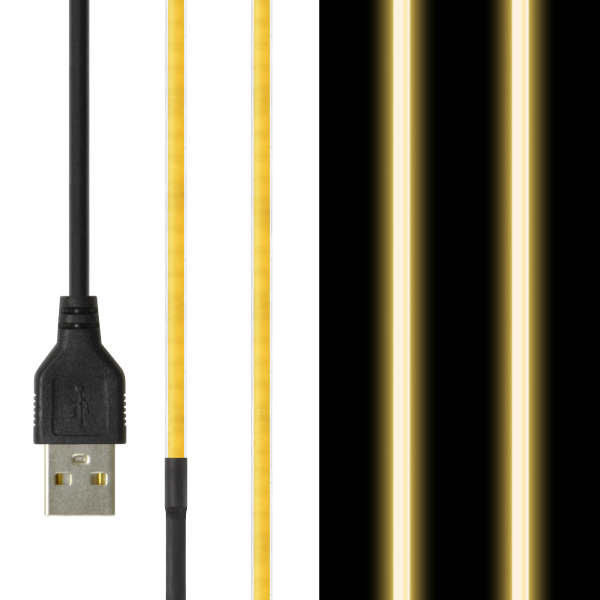 LED テープ ライト (送料無料)(超極細) 線状の3mm 貼レルヤ USB（昼光色/電球色 1m...