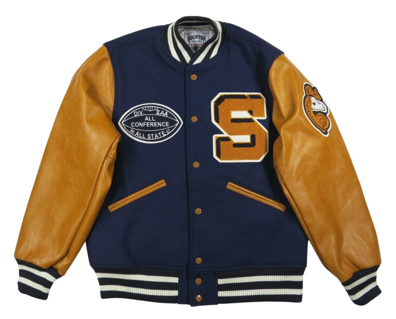 HOUSTON（ヒューストン） さがら刺繍 WILD CATS PUレザー × メルトン