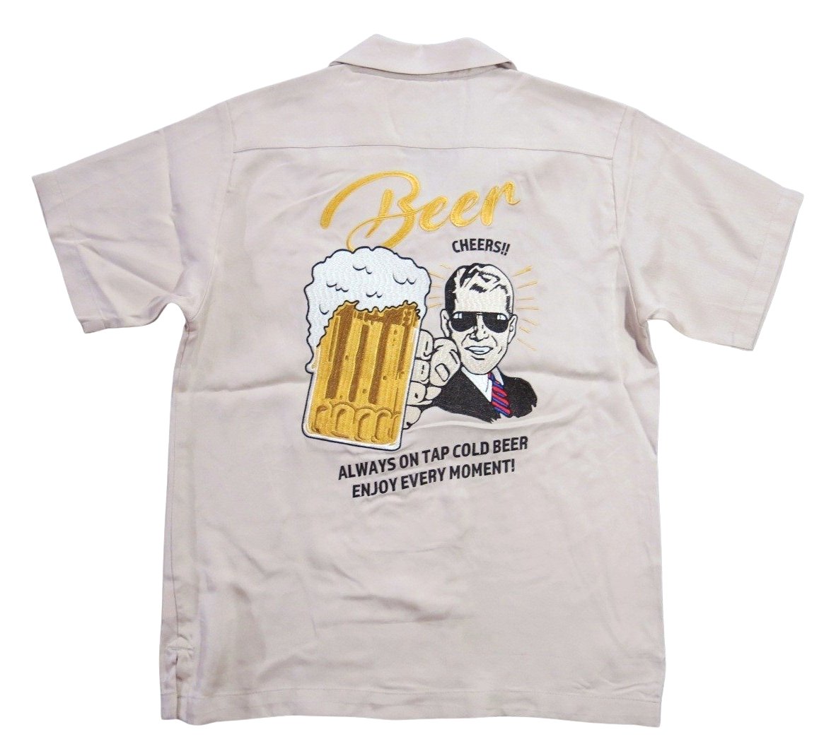 HOUSTON（ヒューストン） BEER刺繍 テンセル素材 半袖 ボーリング