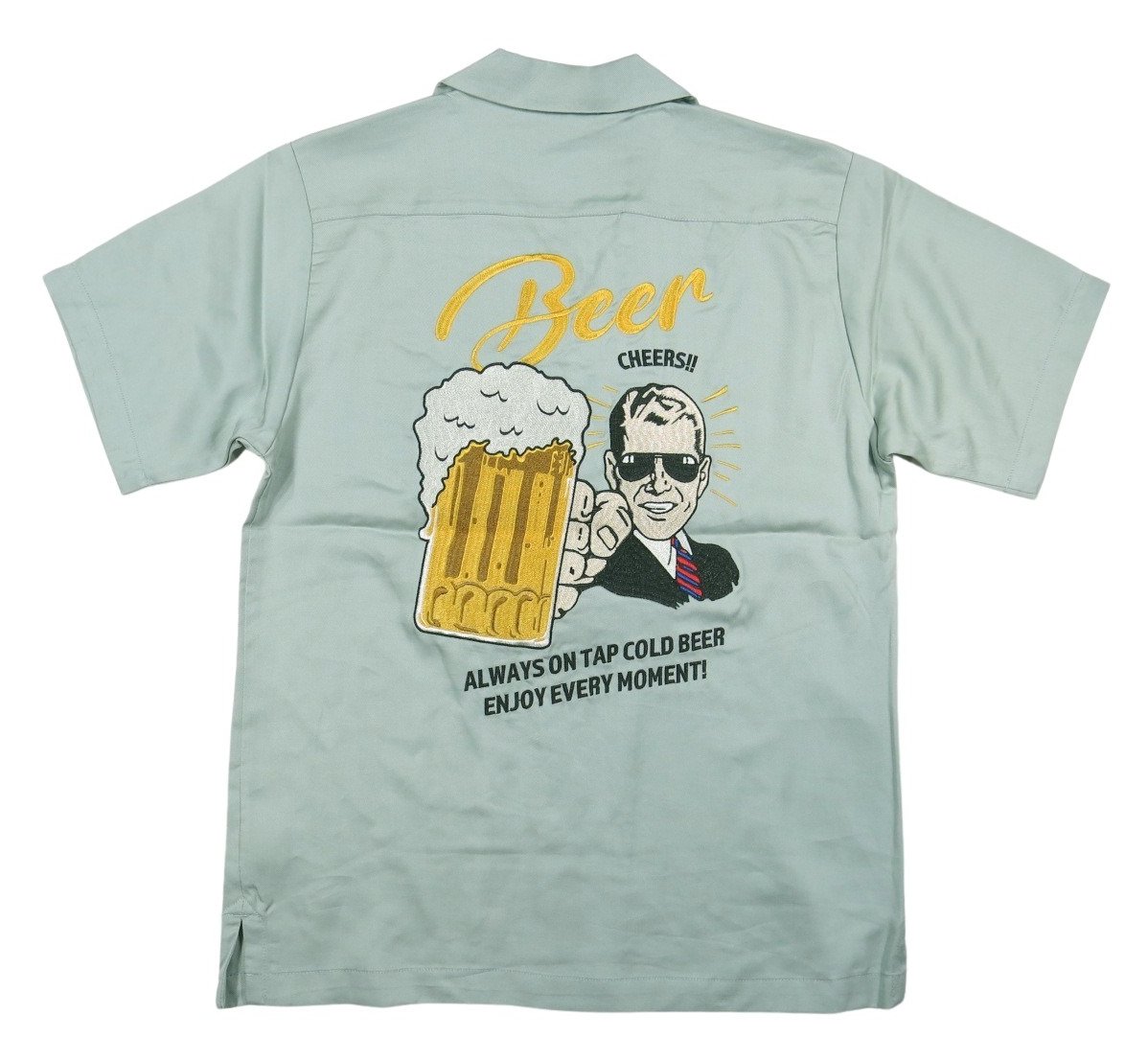 HOUSTON（ヒューストン） BEER刺繍 テンセル素材 半袖 ボーリング