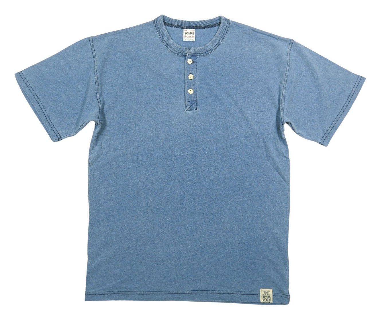 HOUSTON ヒューストン インディゴ 半袖 ヘンリーネック Tシャツ HOUSTON ヒューストン インディゴ 半袖 ヘンリーネック Tシャツ