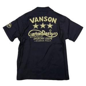 VANSON バンソン トリプルスター チェーン刺繍 半袖 レーヨン ボーリングシャツ NVSS-2...