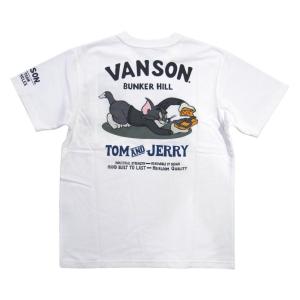 VANSON バンソン × TOM &amp; JERRY トムとジェリー コラボ刺繍 ポケット付 半袖 T...