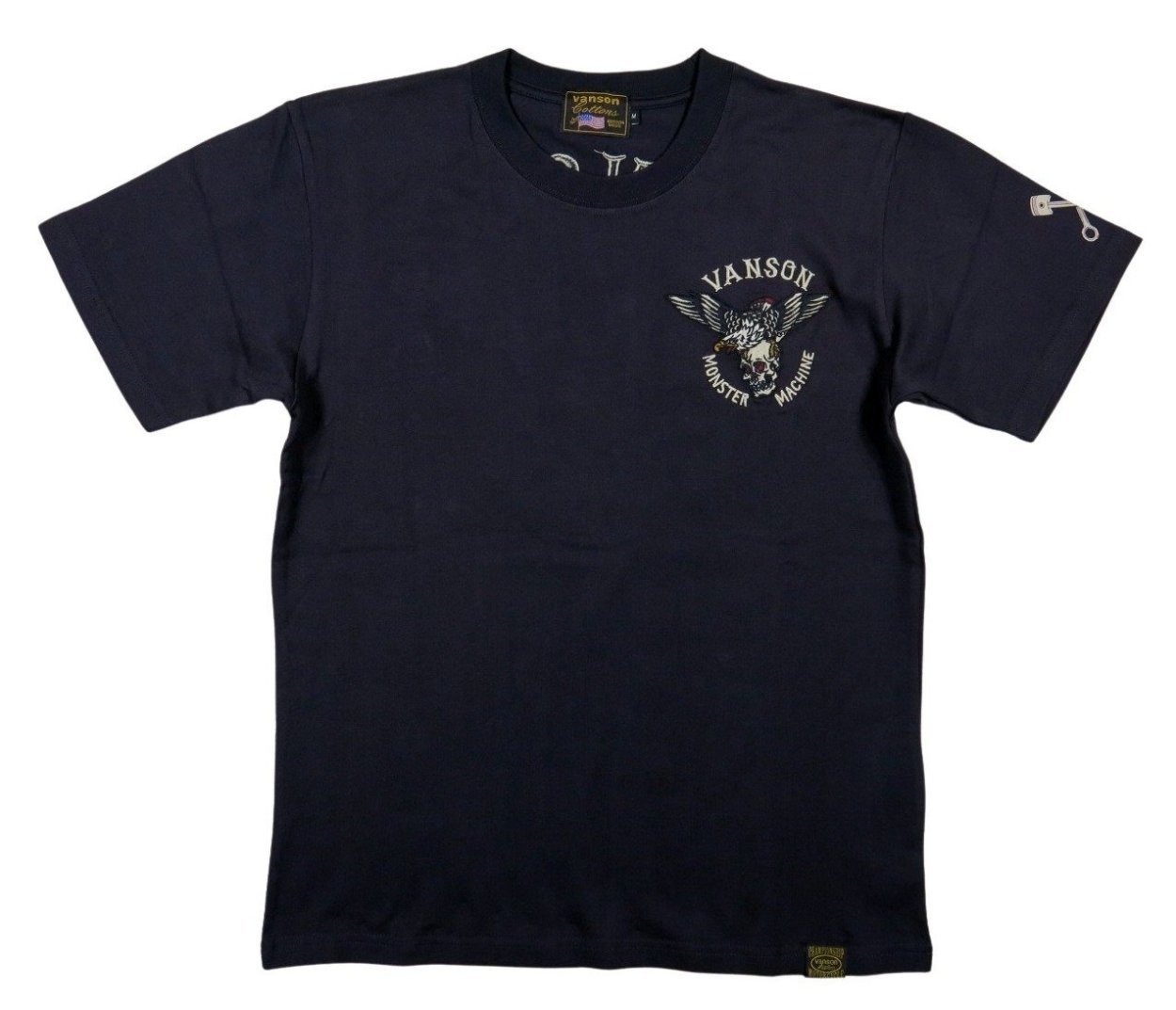 VANSON バンソン アメリカンイーグル スカル ピストン刺繍 半袖 Tシャツ NVST-2214