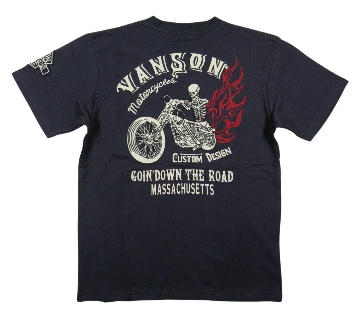 VANSON スカル クロスボーン刺繍 半袖 Tシャツ NVST-2219 バンソン