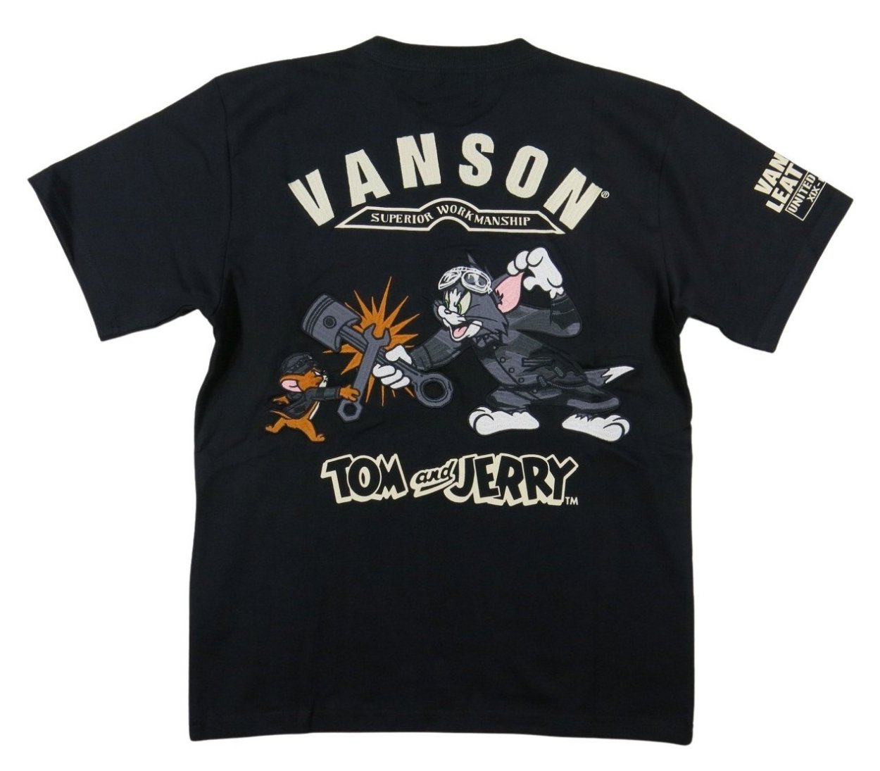 VANSON バンソン × TOM &amp; JERRY トムとジェリー コラボ刺繍 半袖 Tシャツ TJ...
