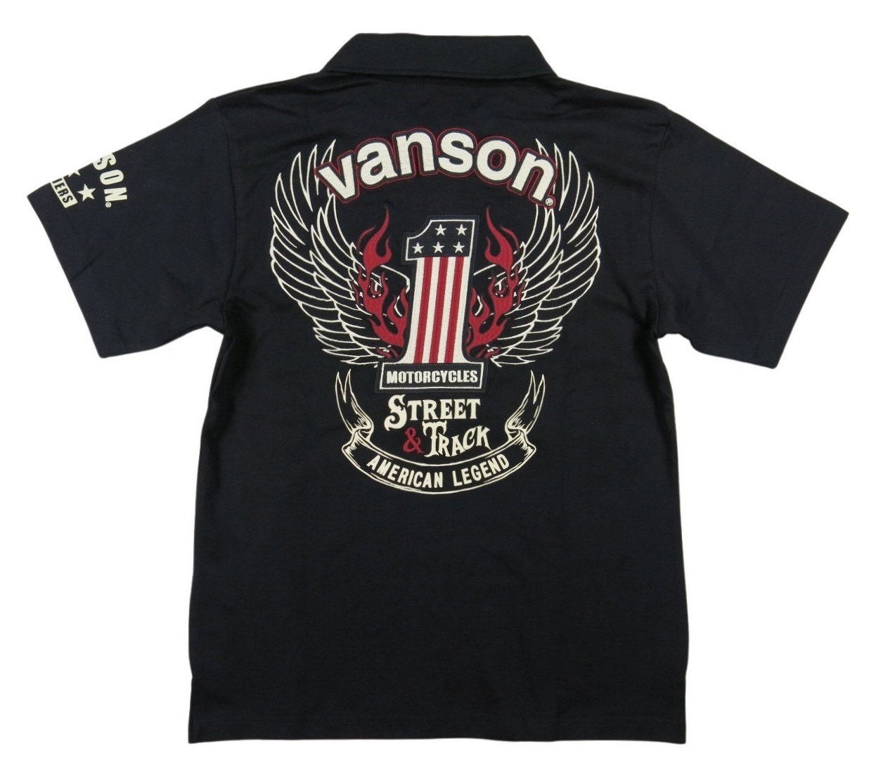 VANSON バンソン NO.1 フライング エンブレム刺繍 半袖 ポロシャツ NVPS-2208｜jtwoshop｜02