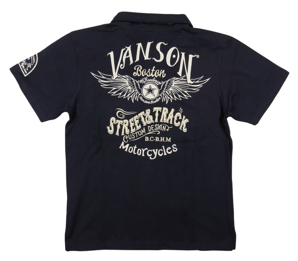 VANSON バンソン フライング スター刺繍 半袖 ポロシャツ NVPS-2301