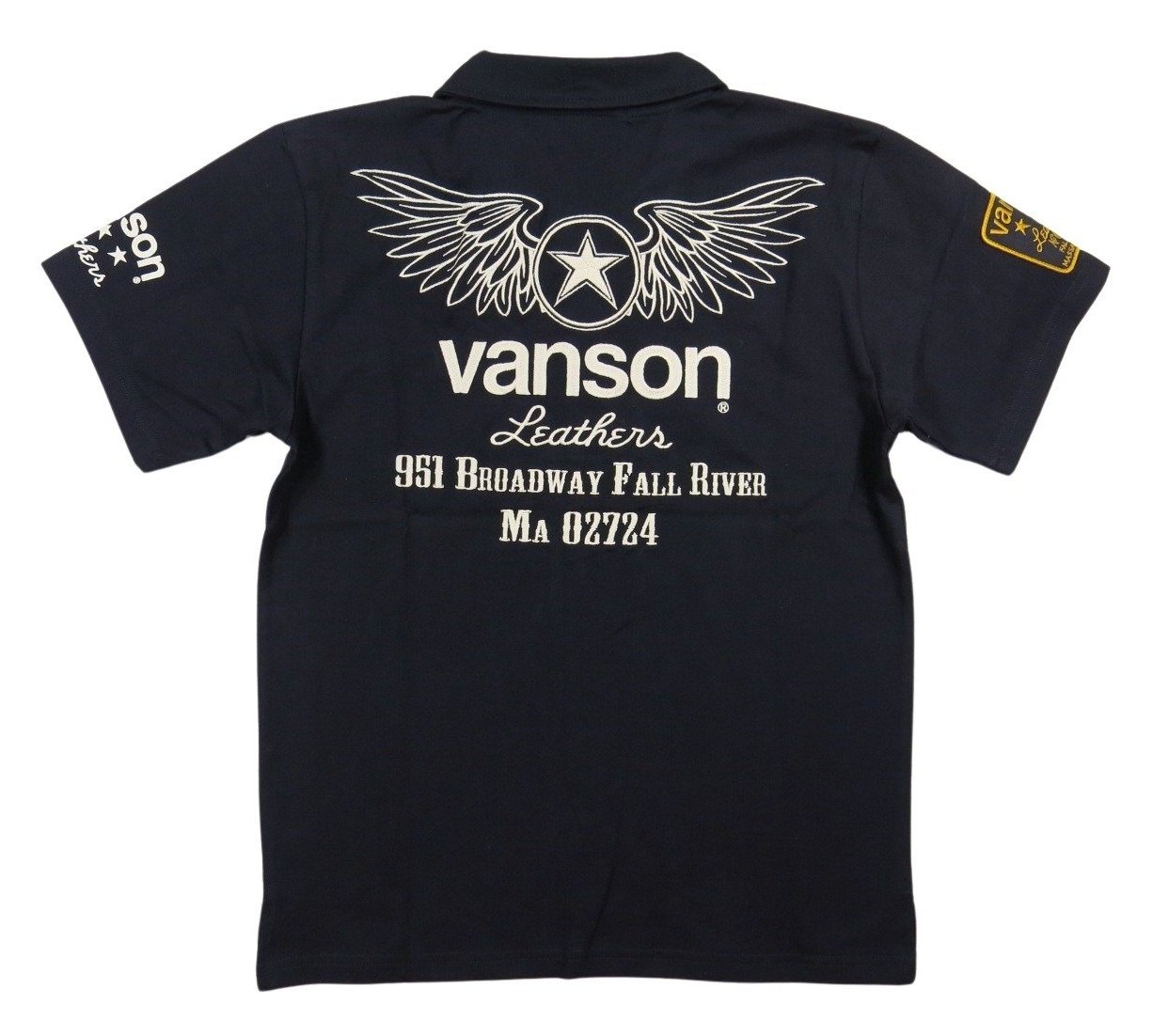 VANSON バンソン フライング スター刺繍 半袖 ポロシャツ NVPS-2201