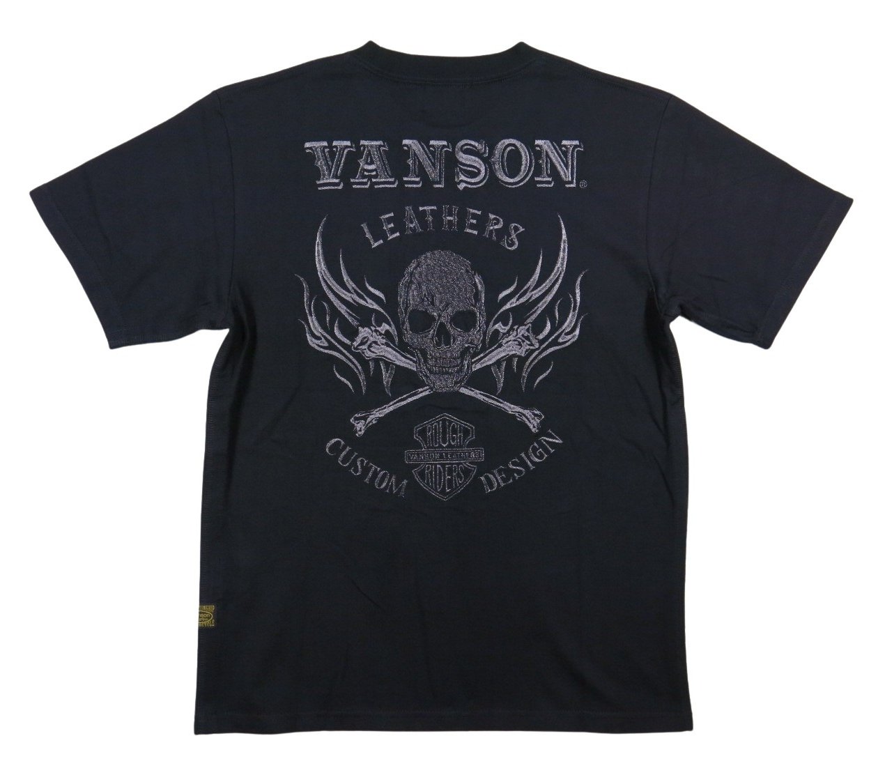 VANSON バンソン スカル クロスボーン ファイヤー 刺繍 半袖 Tシャツ NVST-2402