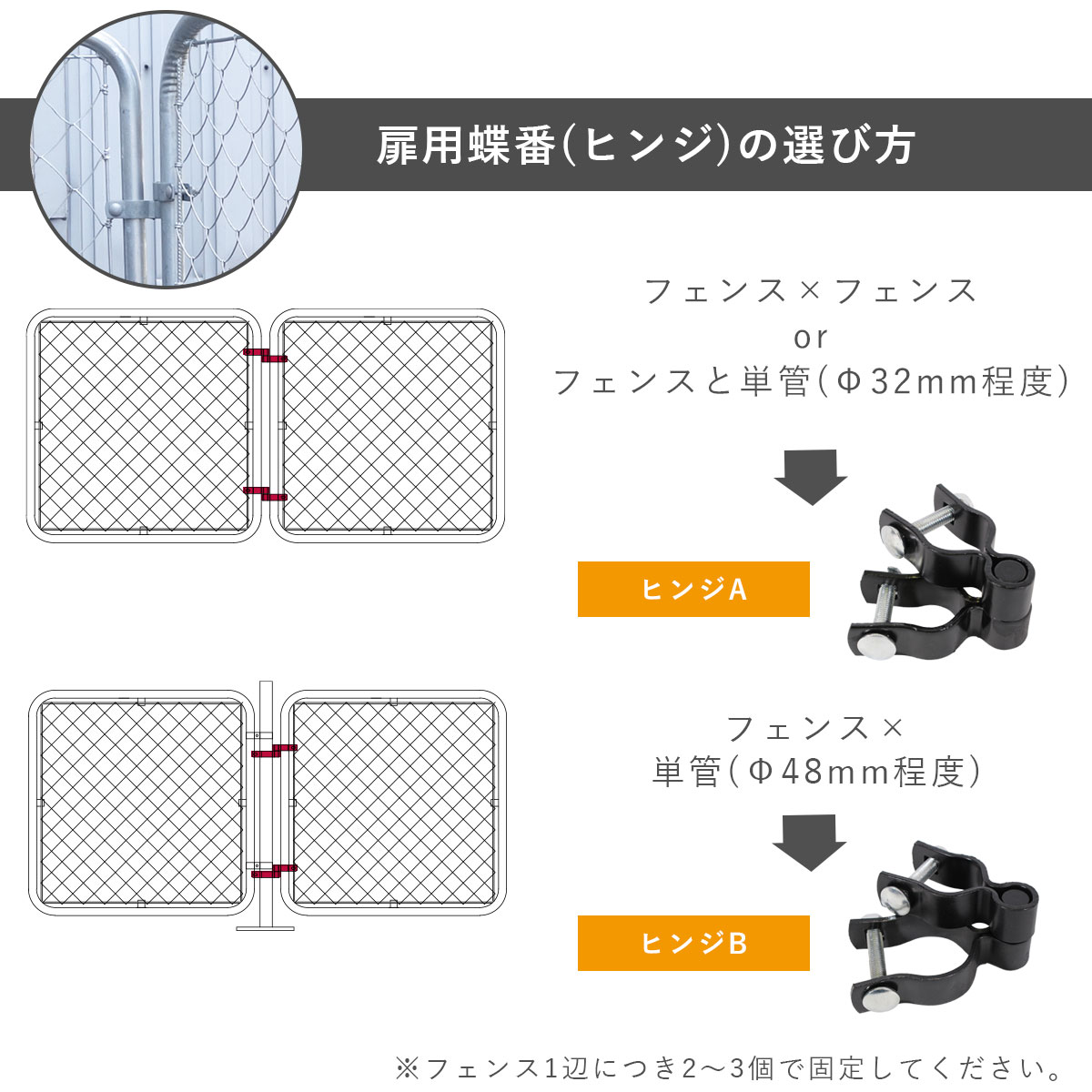 「アメリカンフェンス ブラック用金具 ヒンジB」