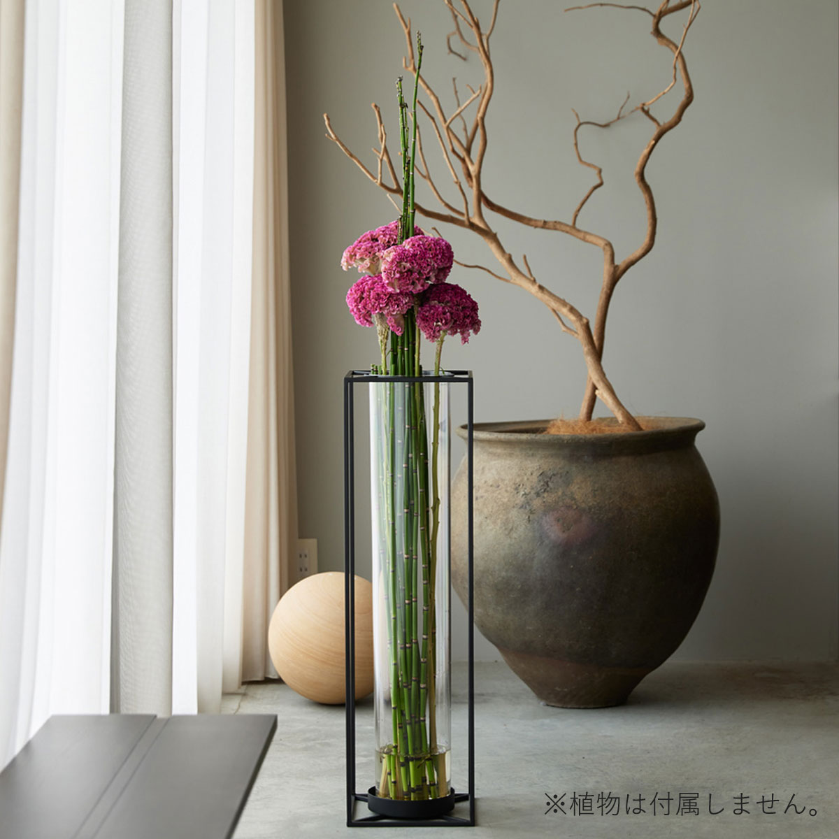 アイアン 花瓶 ポリカーボネート シリンダー セット 「 Frame for