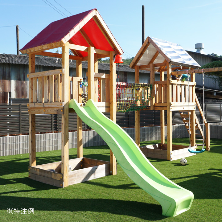 DIY 屋外 木製 家庭用遊具 やぐら 子供基地 自作「はらっぱBASE（エコ