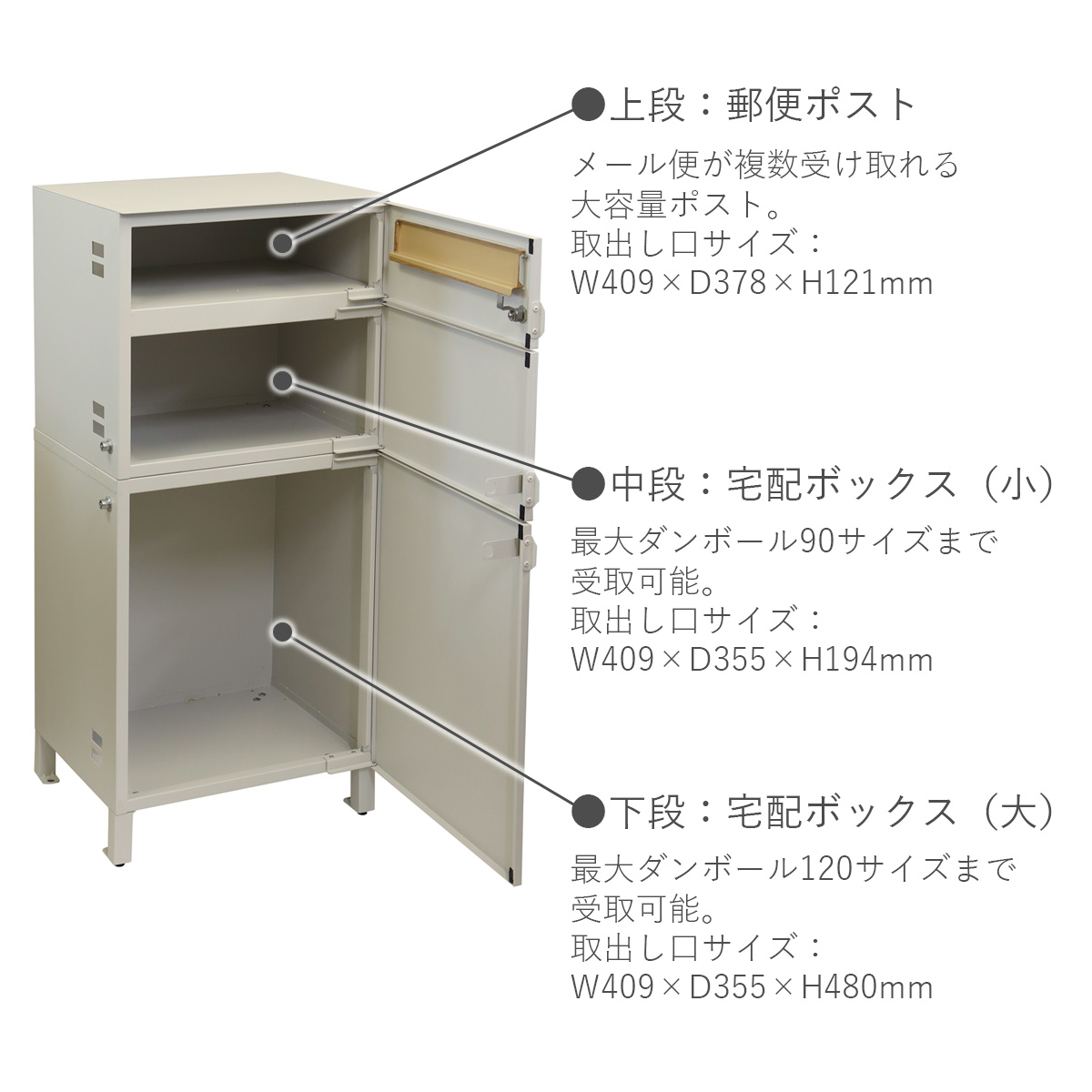 宅配ポスト 複数受取 メール便 受取可 非対面受取「郵便ポスト付き