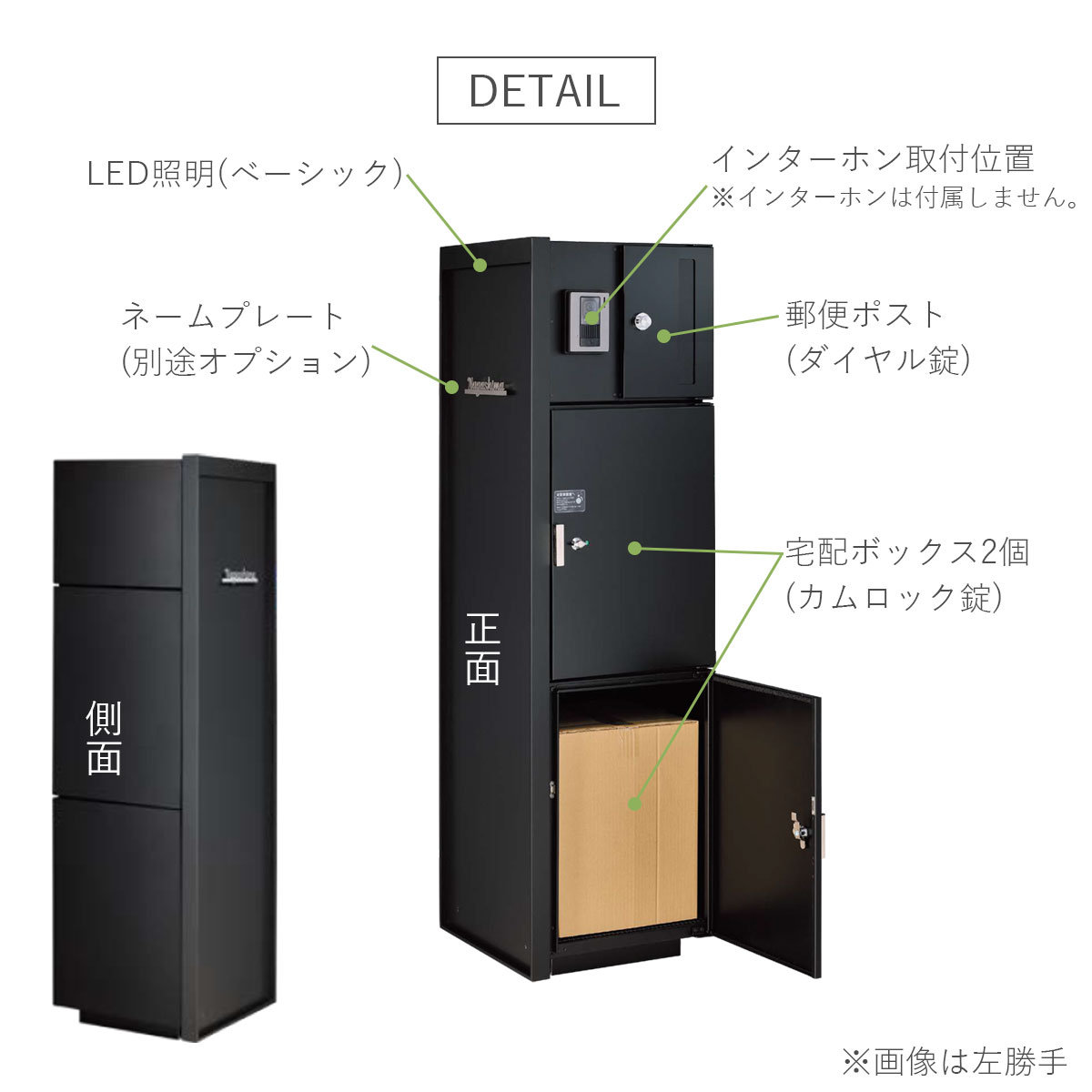 門柱ユニット ヴェリータNX ベーシック LED付き （宅配ボックス2個 + 