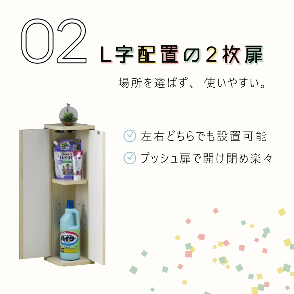L字配置の2枚扉