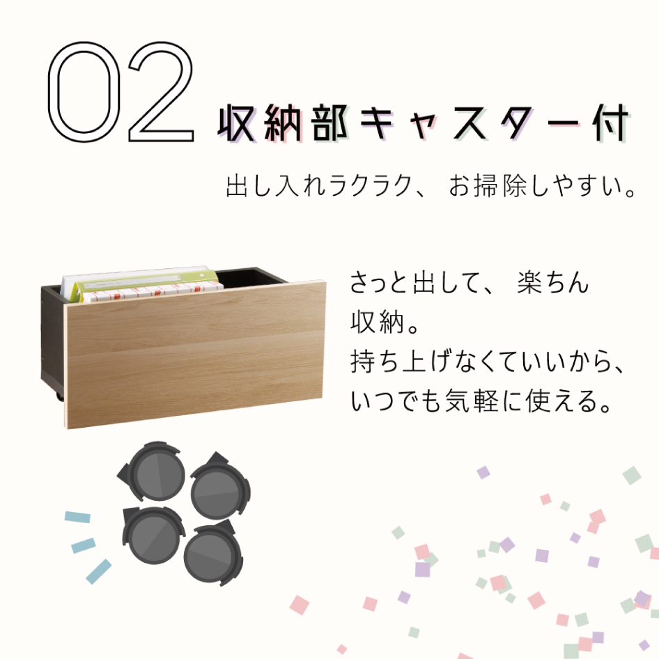収納部キャスター付