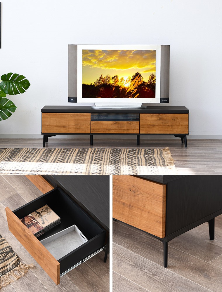 かなでもの　テレビボード150cm ラバーウッド ブラウン × Black BK__BR_1024x1024.jpg?v=1701745905