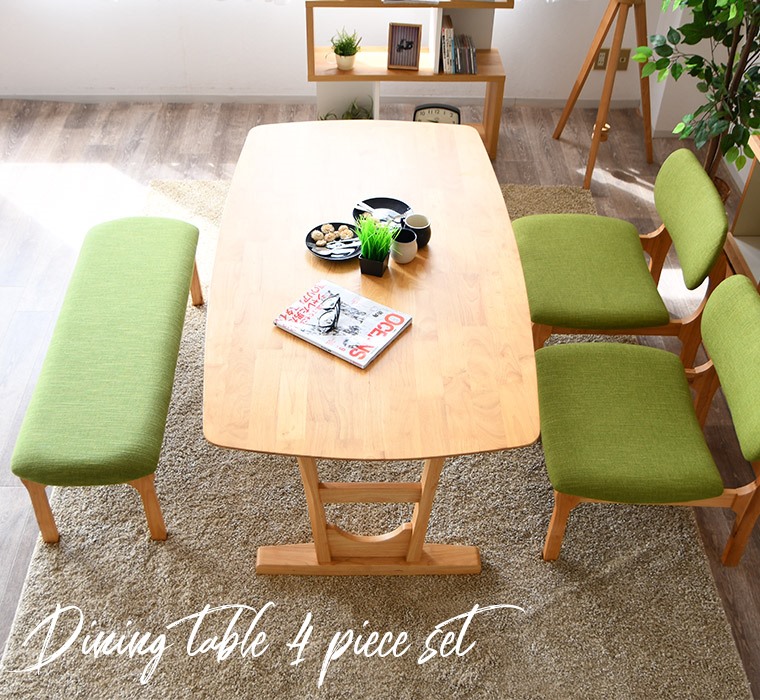 ダイニングテーブルセット ロータイプ 4人掛け ベンチ 背もたれ 北欧