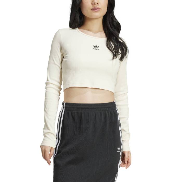 アディダス Adidas Originals 【 3-Stripe Long Sleeve Cropped Top Women's 】 レディース