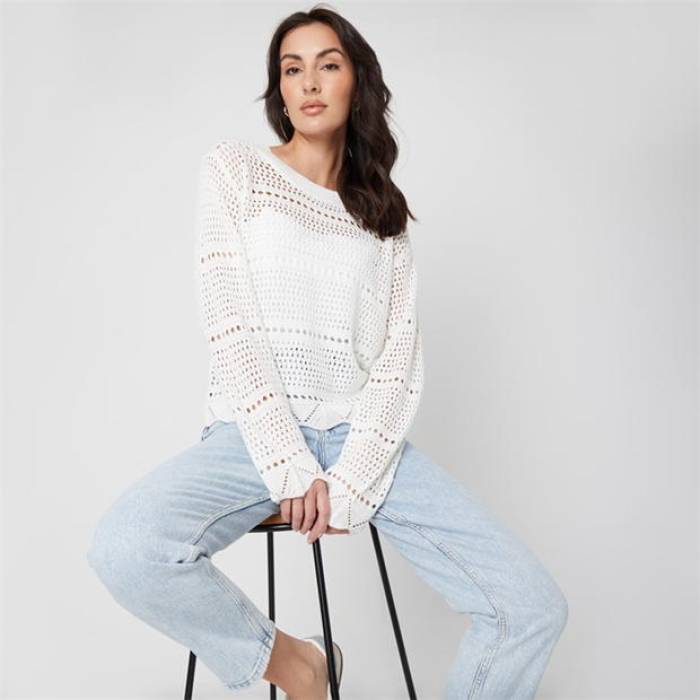 Be You 【 Pointelle Jumper Women 】 ファッション レディースファッション トップス ニット セーター レディース