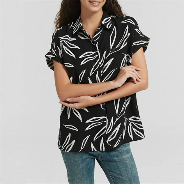 Be You 【 Leaf Print Shirt Women 】 ファッション レディースファッション トップス その他トップス レディース