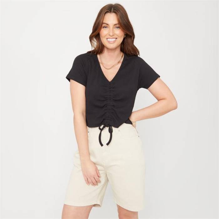 Be You 【 Ruched Rib Top Womens Women 】 ファッション レディースファッション トップス Tシャツ カットソー レディー