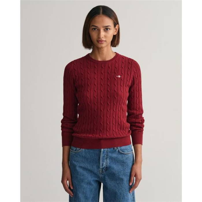 ガント Gant 【 Stretch Cotton Cable Knit Crew Neck Sweater Women 】 レディース