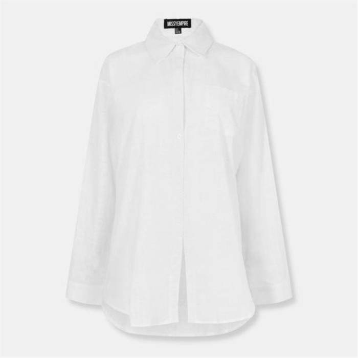Missy Empire 【 Linen Oversized Shirt Women 】 ファッション レディースファッション トップス シャツ ブラウス レディー