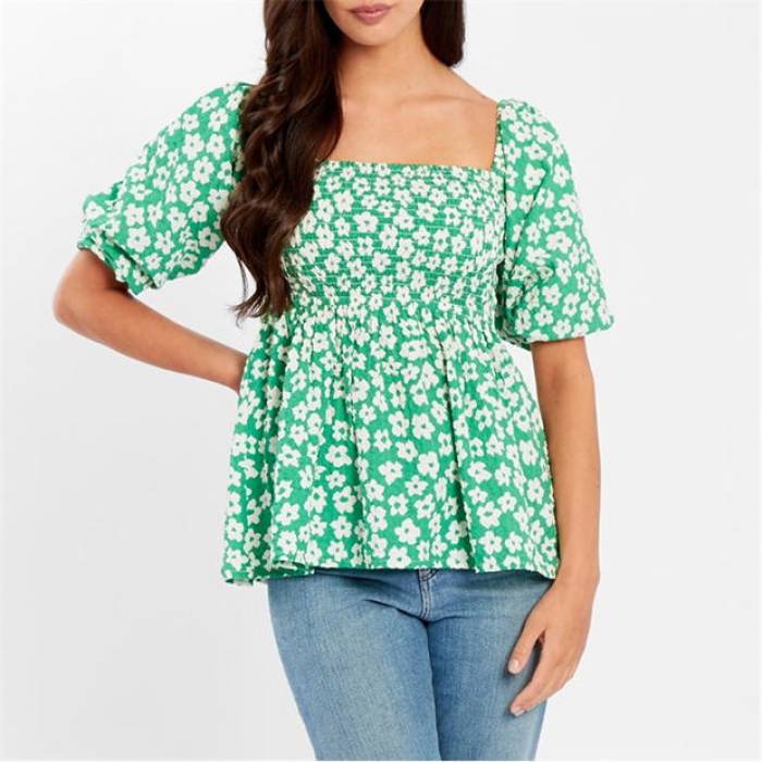 Be You 【 Square Neck Puff Slv Top Women 】 ファッション レディースファッション トップス シャツ ブラウス レディース