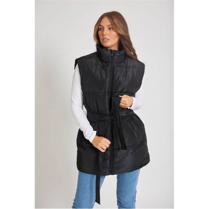 Be You 【 Belted Tie Padded Gilet Women 】 ファッション レディースファッション トップス ベスト ジレ レディース