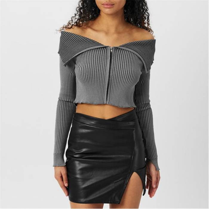 Missy Empire 【 Folded Zip Through Top Women 】 ファッション レディースファッション トップス ニット セーター レディ Missy Empire 【 Folded Zip Through Top Women 】 ファッション