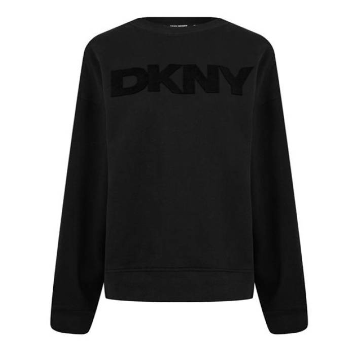 ダナキャランニューヨーク Dkny 【 Logo Velvet Crew Neck Sweater Womens Women 】 レディース