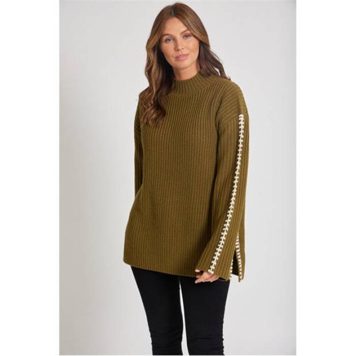 Be You 【 Contrast Stitch Jumper Womens Women 】 ファッション レディースファッション トップス その他トップス レディ