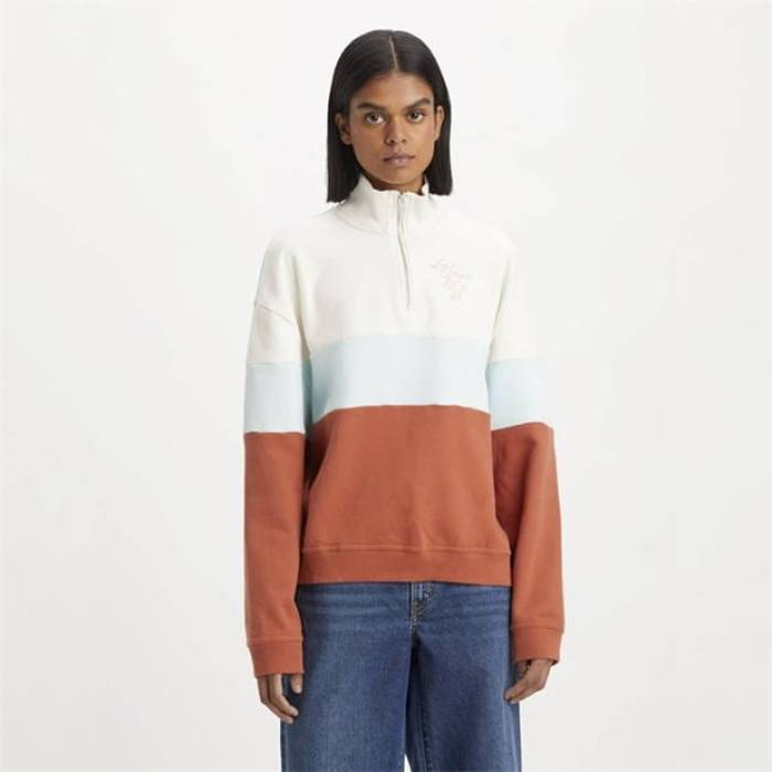 リーバイス Levis 【 Graphic Rue Quarter Zip Crew Quart Women 】 レディース