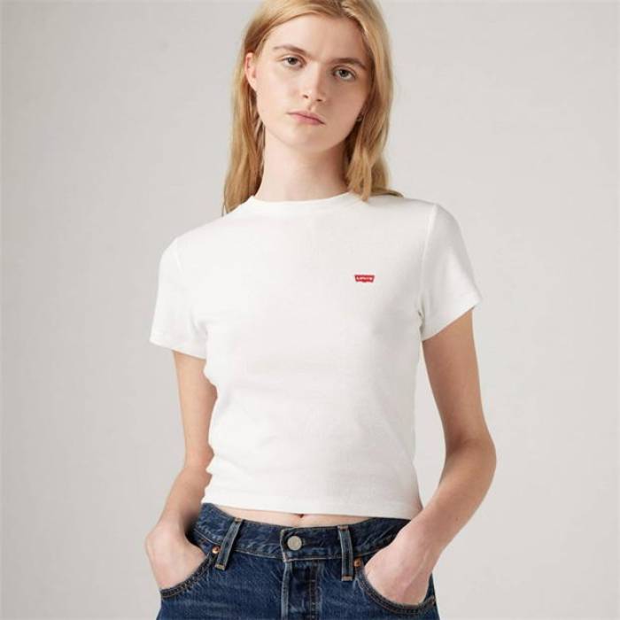 リーバイス Levis 【 Essential Sporty Tee White + R Women 】 レディース